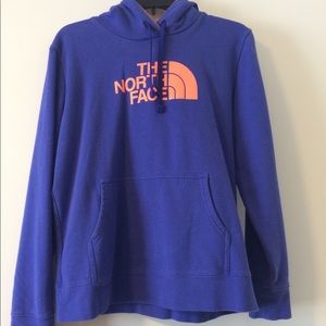 Blue and coral north face hoodie